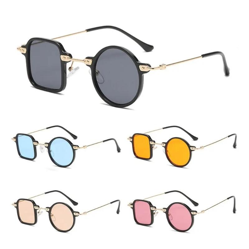 Unique Asymmetrical Square Round Sunglasses Retro UV400 Clear Men Punk Sun Glasses Ocean Lens Shades for Women Men