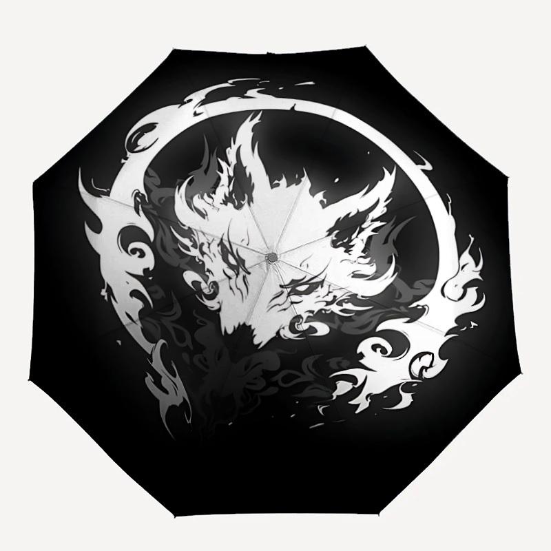 

1pc Dragon Emblem Automatic Open/close Umbrella, 8-Rib sturdy structure, Portable Travel Umbrella, Parties, Everyday Use, Outdoor Accessory,