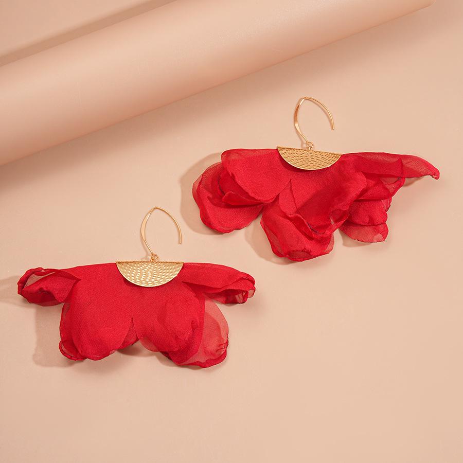 Luxuriöse Rote Blume Quastenohrringe: Stilvolle, Hochwertige Statement-Ohrstecker für Damen