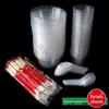 Disposable Tableware Set: Thickened Plastic Bowl with Lid, Banquet Spoon, Cup, and Chopsticks for Weddings and Household Use