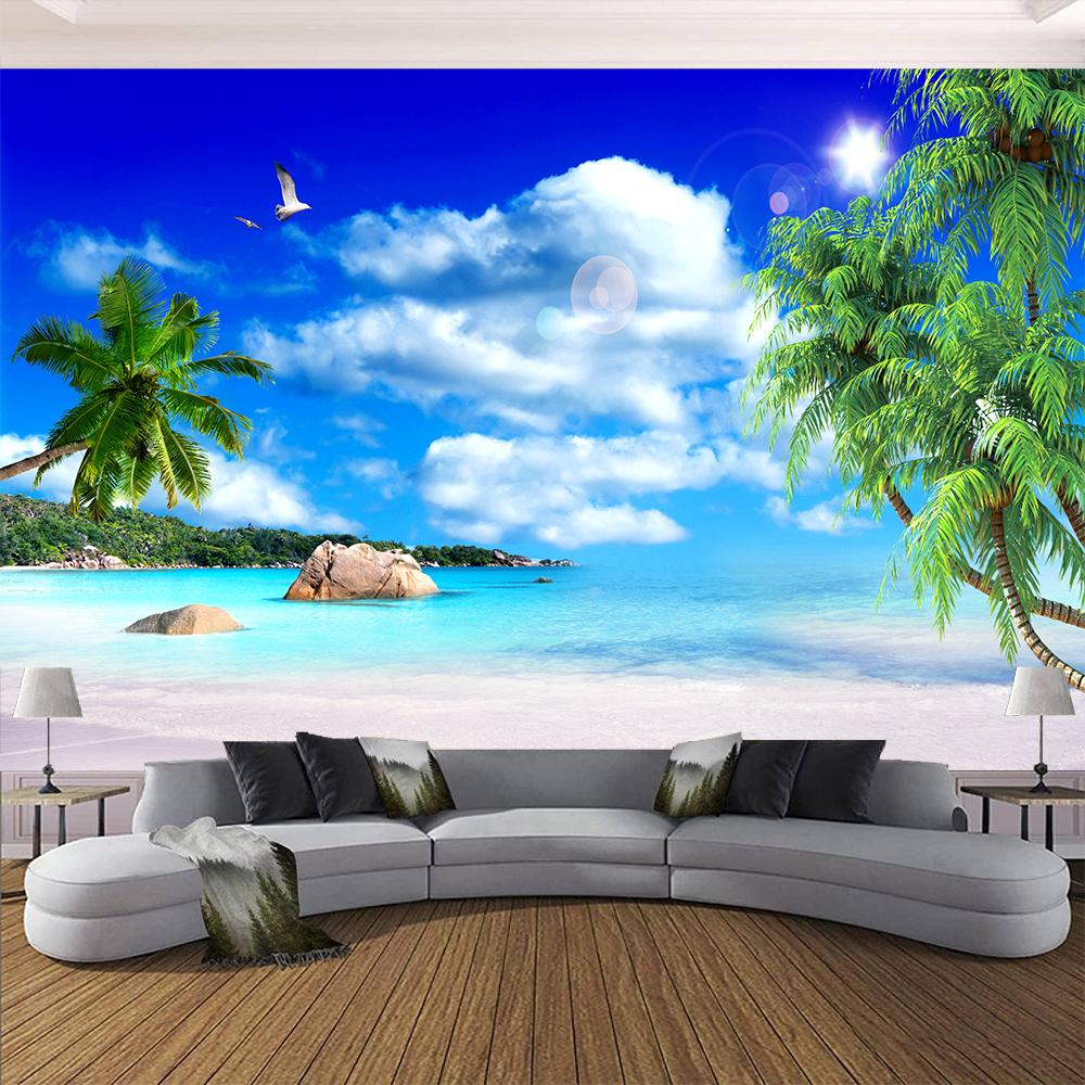 

Обои Голубое Небо Пляж Морской Пейзаж 3d Пляжная Сцена Настенные Росписи Гостиная Спальня Фон для Дивана Домашний Декор 200 cm(W) x 140 cm(H)