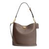 Willow 28 Gold Details Adjustable Detachable Shoulder Strap Pebbled Leather Bucket Bag Hand Crossbody Shoulder Bag Large Women's Brown