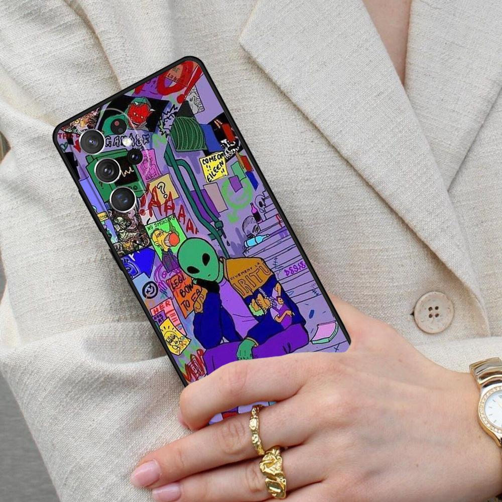 Aesthetics Cartoon Alien Space Funda Cell Phone Case for Samsung Galaxy S26 Ultra S25 S24 S23 S22 S21 S20 Note10 Cover