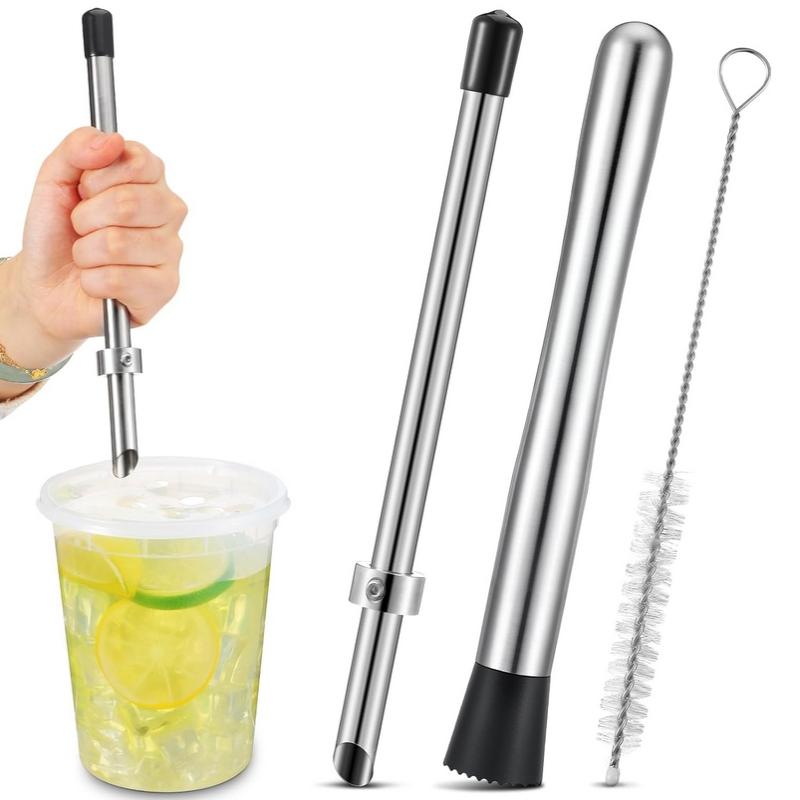 1/2/3Pcs Stainless Steel Straw Hole Puncher Stainless Steel Puncher Straw Hole Punch Tool For Plastic Lid Lemonade Cups For Cafe
