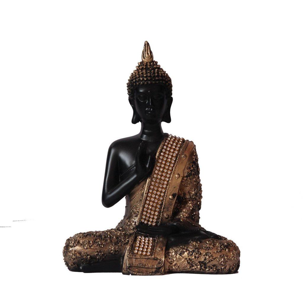 Handcrafted Meditating Lord Buddha Polyresin Idol (15 Cm X 7.5 Cm X 20 Cm, Golden)