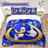 Lenjerie de pat, husă de pilotă și fețe de pernă cu imprimeuri din desene animate Sonic, cadou de ziua de naștere (1 față de pilotă + 2 fețe de pernă, umplutura pentru pernă nu este inclusă)JM014