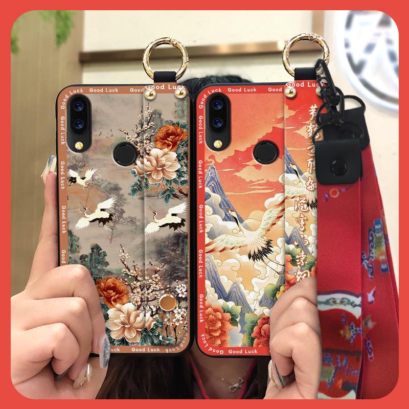 Shockproof Wrist Strap Phone Case For UMIDIGI Power Elderly Lady Protective Soft Case Kickstand Chinese Style Lanyard