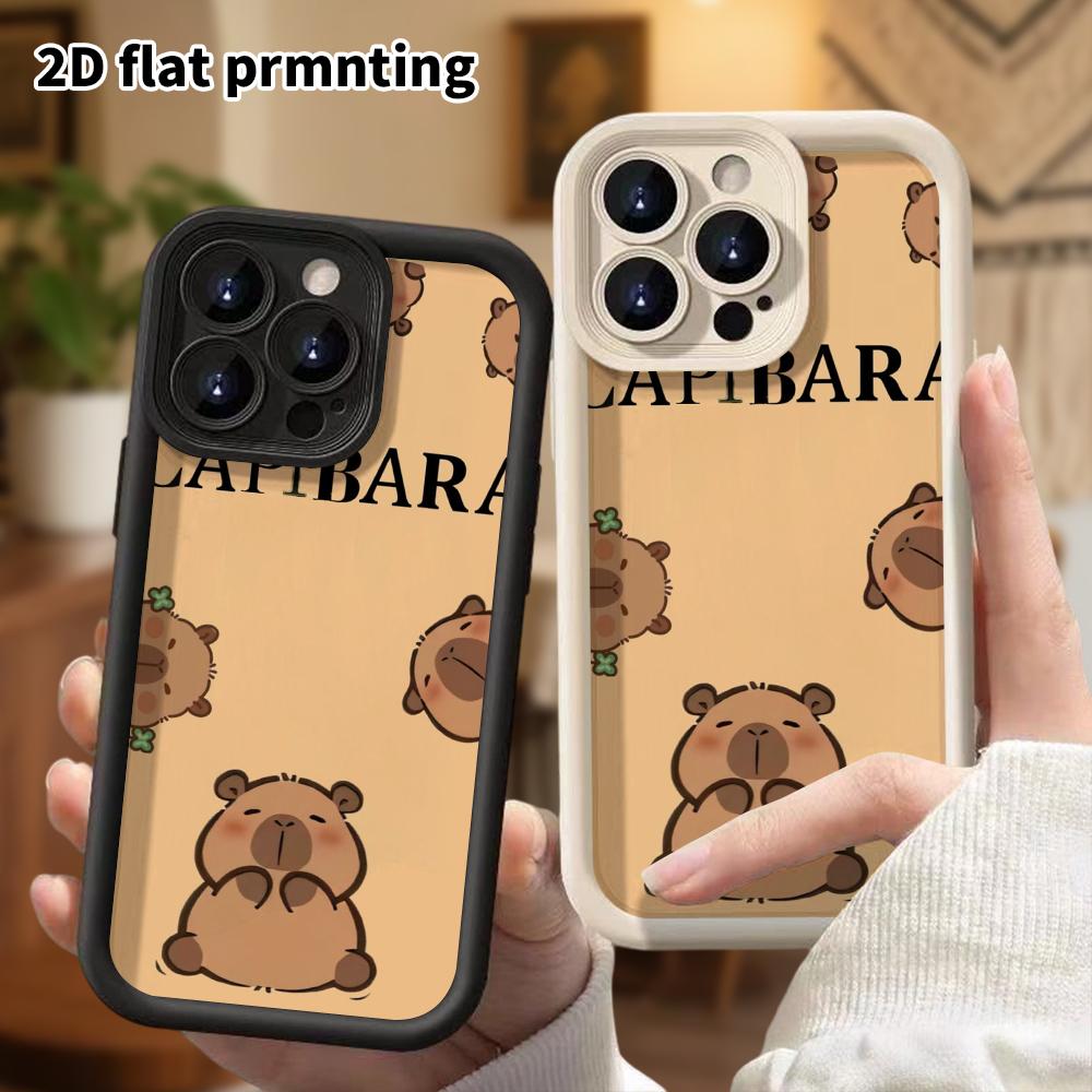Phone Case: 2D Flat Design Suitable for iPhone 18 17 16 15 14 13 Pro Stepped Protective Case, Scattered Capybara Heads, Christmas and Halloween Gifts