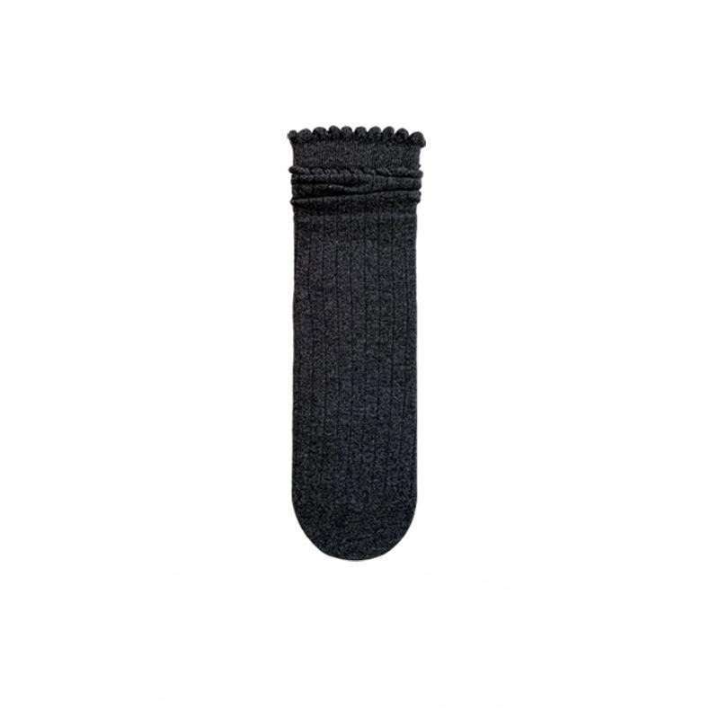 Simple and Versatile Solid-color Lace Pile-up Socks for Spring and Autumn, Trendy Pile-up Socks for Women