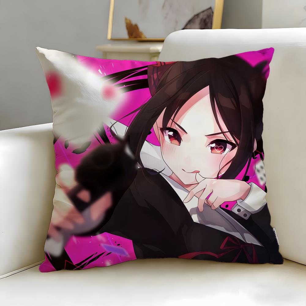 popular anime Kaguya S-sama Love Is War Cushion Cover Soft & Easy-Wash Pillow Case – Versatile for Couch, Bed, Travel and Office