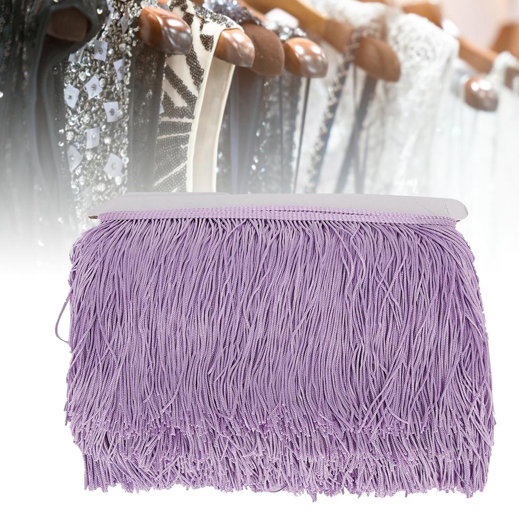 10yd 14cm Langer Fransen Latein Kleid Quasten Polyester Spitze Besatz Band Nähen Bühne DIY Vorhang Bekleidungszubehör Violett