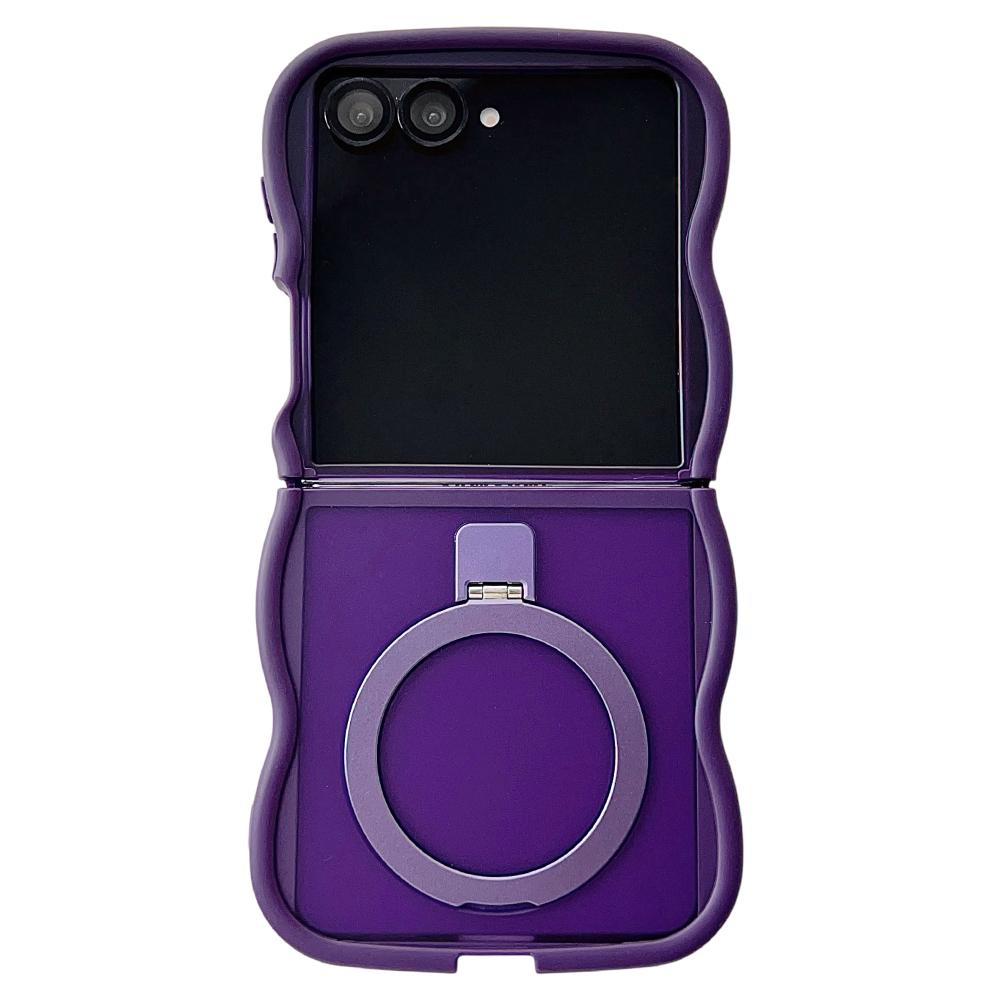For Samsung Galaxy Z Flip7 5G Magnetic Case Kickstand Skin-Touch Wave Edge TPU+PC Phone Cover