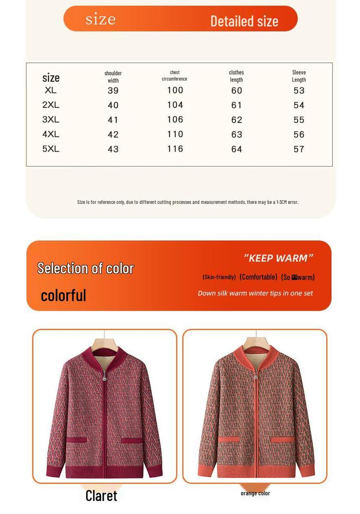Fleece-Lined Wool Sweater Cardigan for Women 60+, Perfect for Autumn/Winter