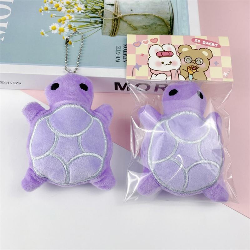 Sweet Turtles Children Toy Key Pendant Furry Miniature Plush Toy Keyring for Bags and Key Carry Along