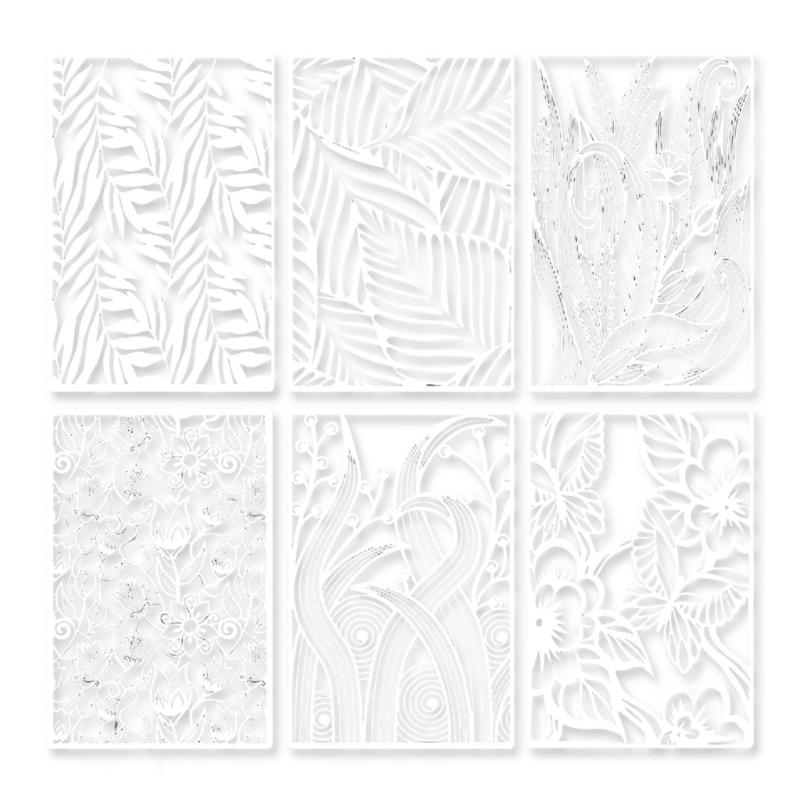 6/12Pcs Geometric Floral Templates 12x8in PET Drawing Stencils for Art Painting Card Making Kid Room Wall Decoration