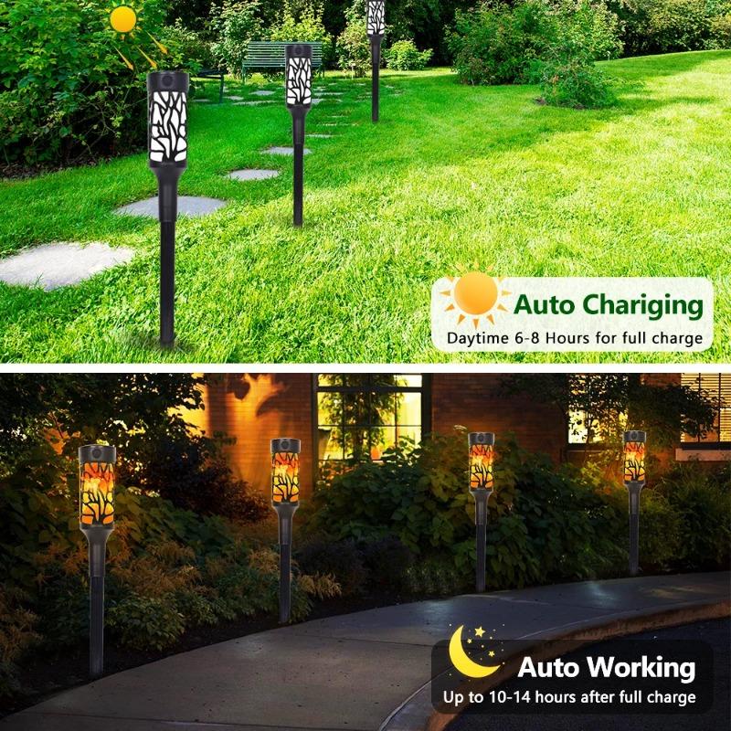 Solcellsfackellampor Utomhus Vattentäta LED Solcellsfladdrande Dansande Ljus Trädgård Landskapsbelysning Dekor Halloween Uteplats