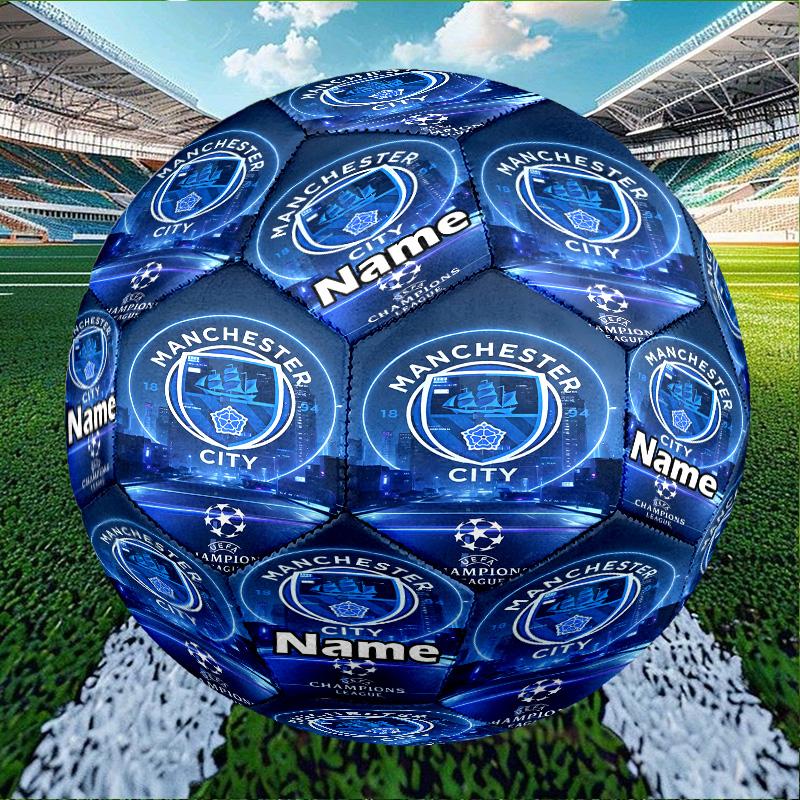 Custom Name Personalized Manchester City FC-A Print Size 5 Soccer Ball Training & Match Football, for Team, Kicking, Gift for Football Enthusiasts