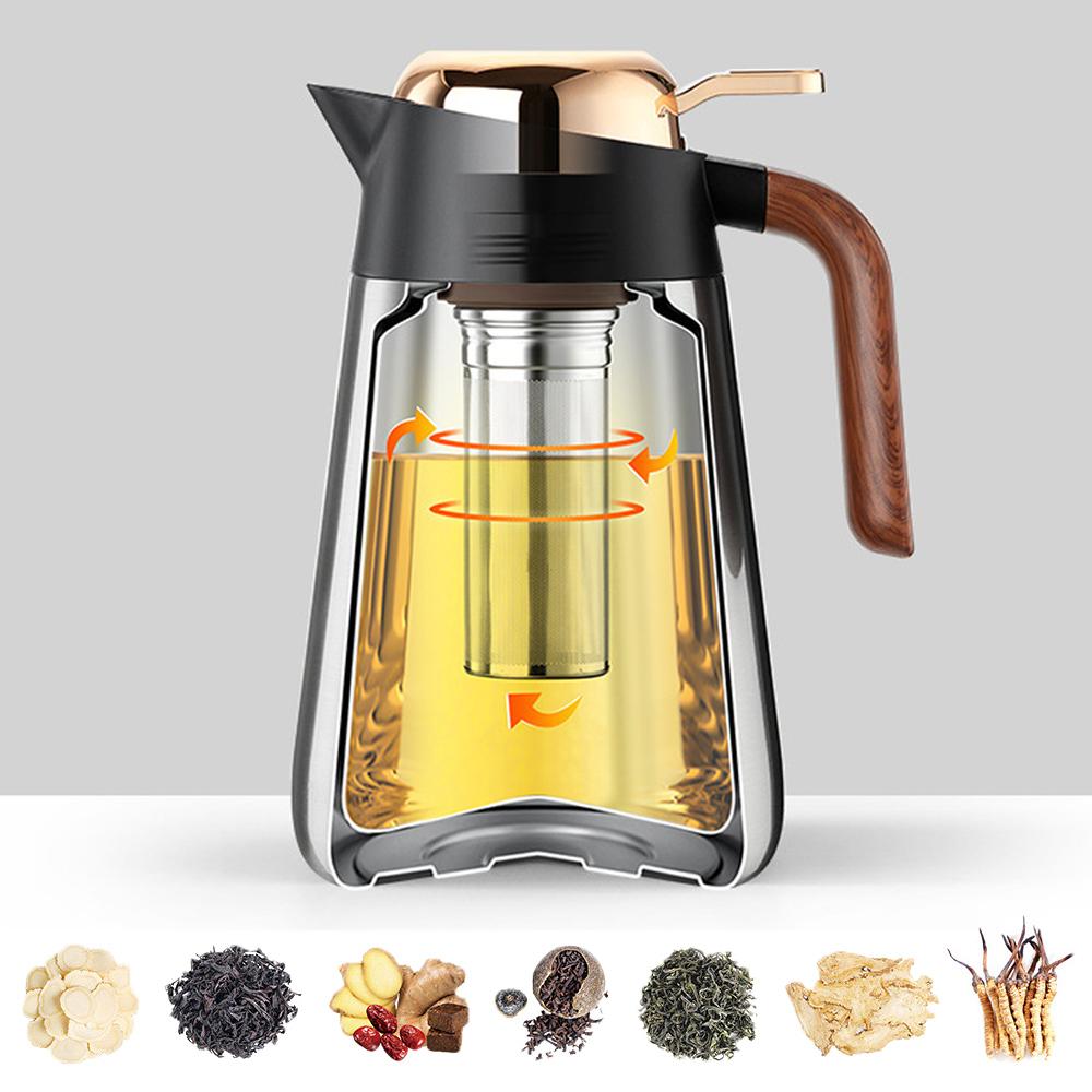 Termoskanna i 316 rostfritt stål för tebryggare Stort tefilter Större kapacitet 1600ml Vakuumtermosflaska Tumlare