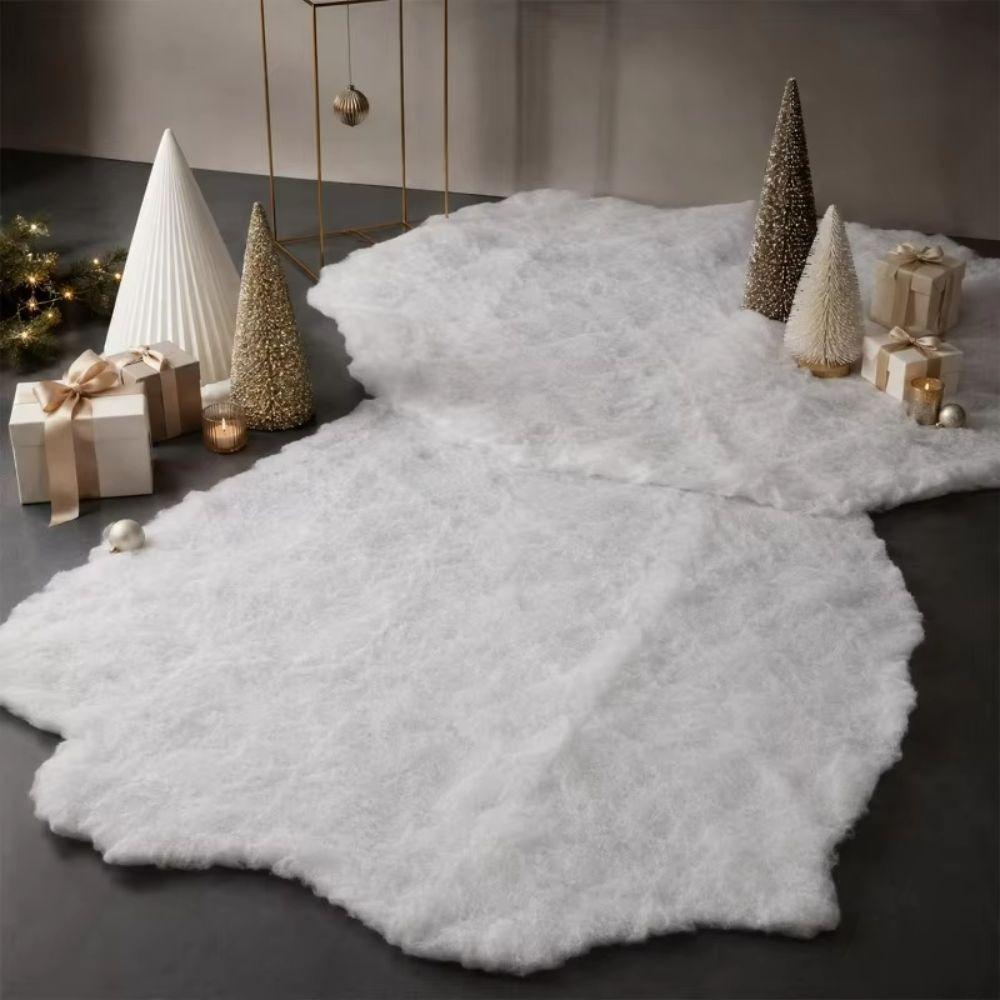 Miniature Landscapes Thick Snow Blanket Fluffy White Fake Snow Blanket Simulation Reusable Snow Roll Holiday