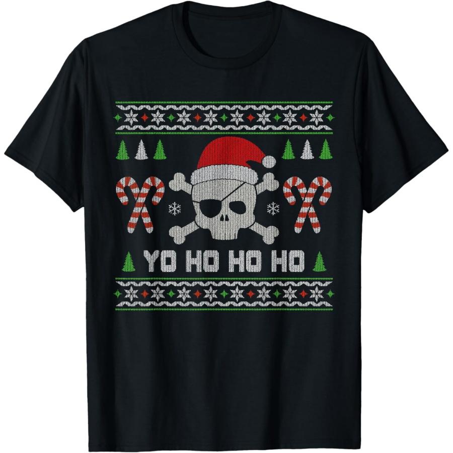 Funny Santa Pirate t-shirt _ Classic Tacky Christmas tee T-Shirt XXXXXL чёрный