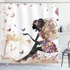 Antlers Shower Curtain Moose In Winter Forest Wildlife Reindeer Christmas Theme Watercolor Painting Style, Cloth Fabric Bathroom
