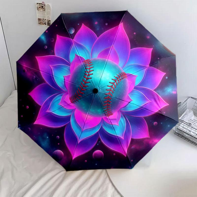 LotusandBall Pattern Pattern New Style Umbrella, 1 Piece Automatic Folding Umbrella, Portable Travel Umbrella, Outdoor Umbrella, Birthday Gift