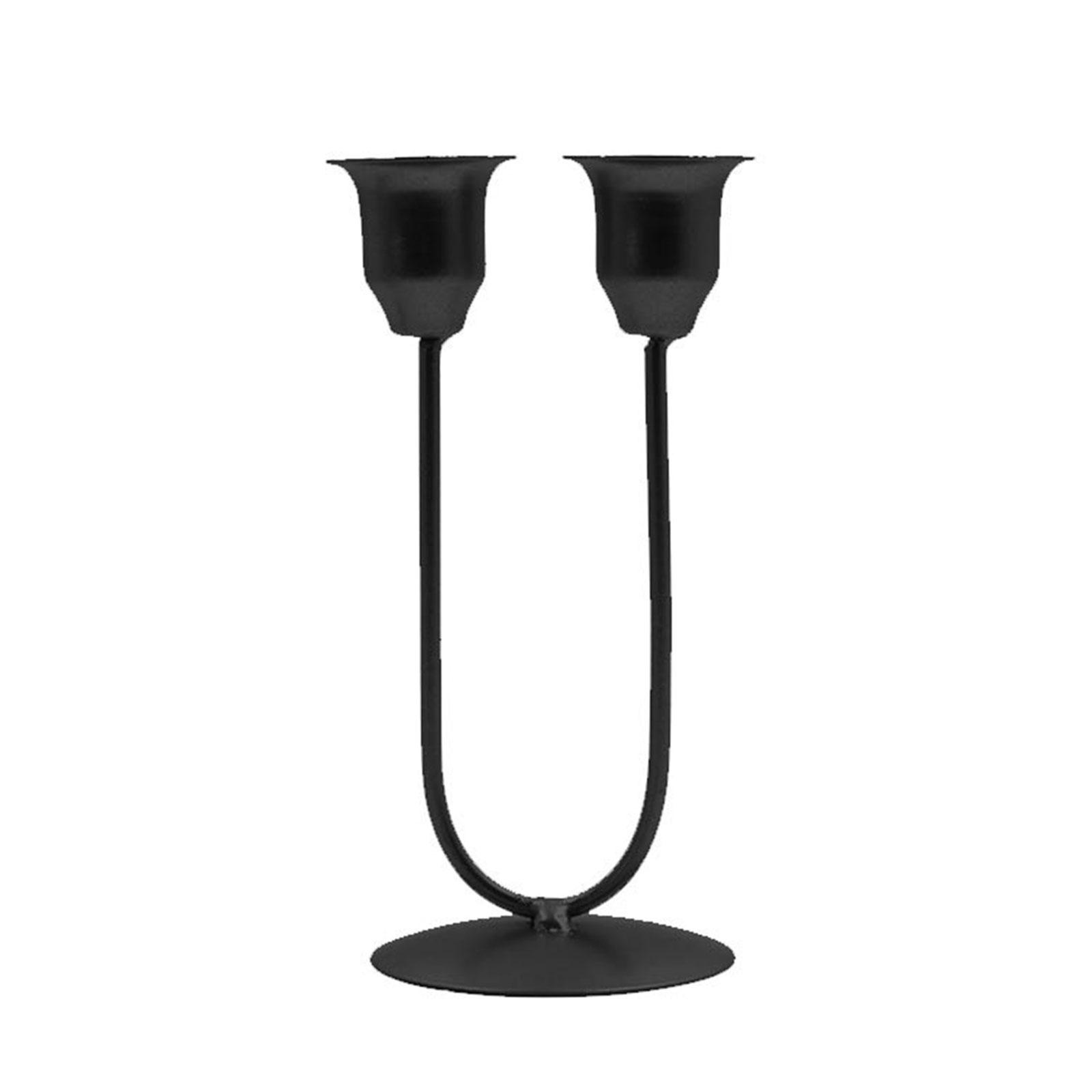 

Подсвечник на 2 рукава Простой металлический канделябр Подставка для свечей для свадебного стола, рождественской вечеринки, украшения 2 чёрный