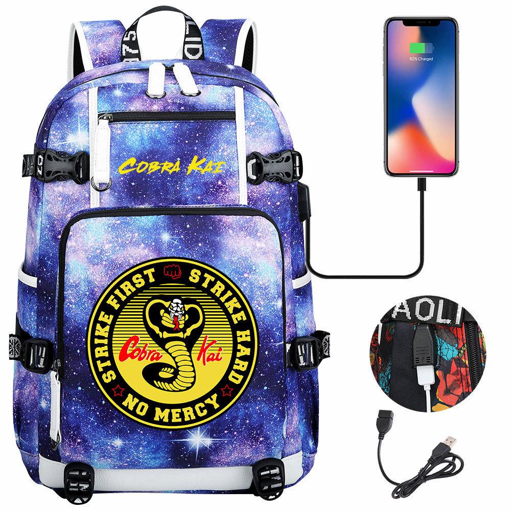 American Drama Cobra Print USB Teen Student Schoolbag Men and Women Leisure Large Capacity Travel Backpack