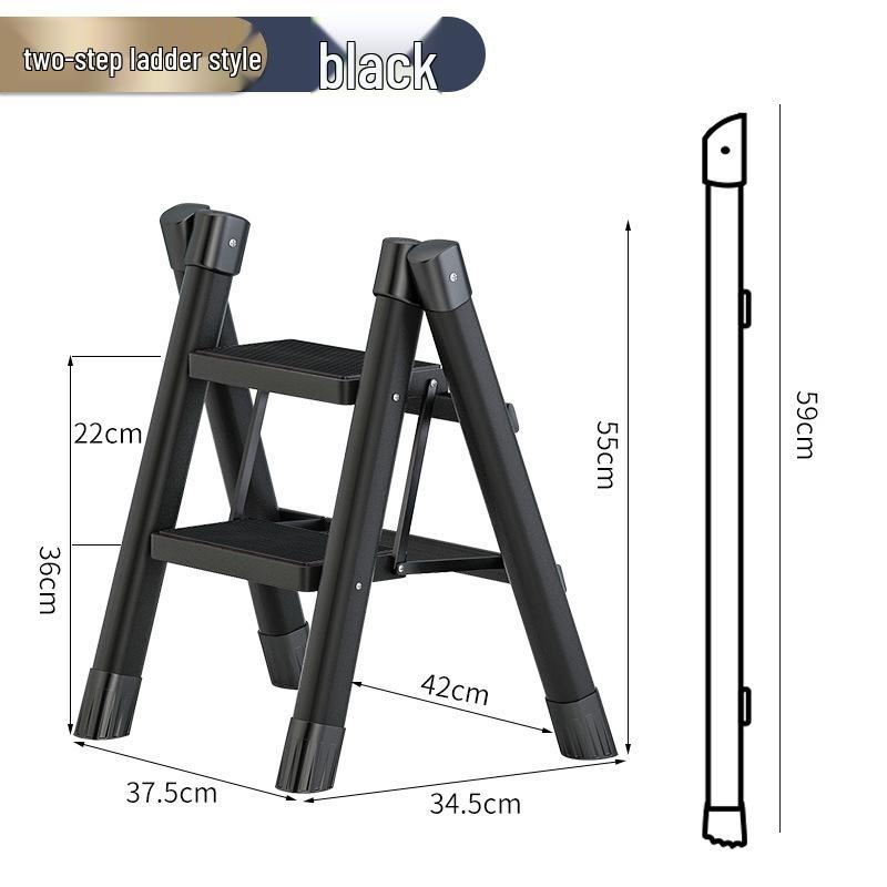 

Telescopic Carbon Steel 3-Step Folding Ladder Stool with Storage