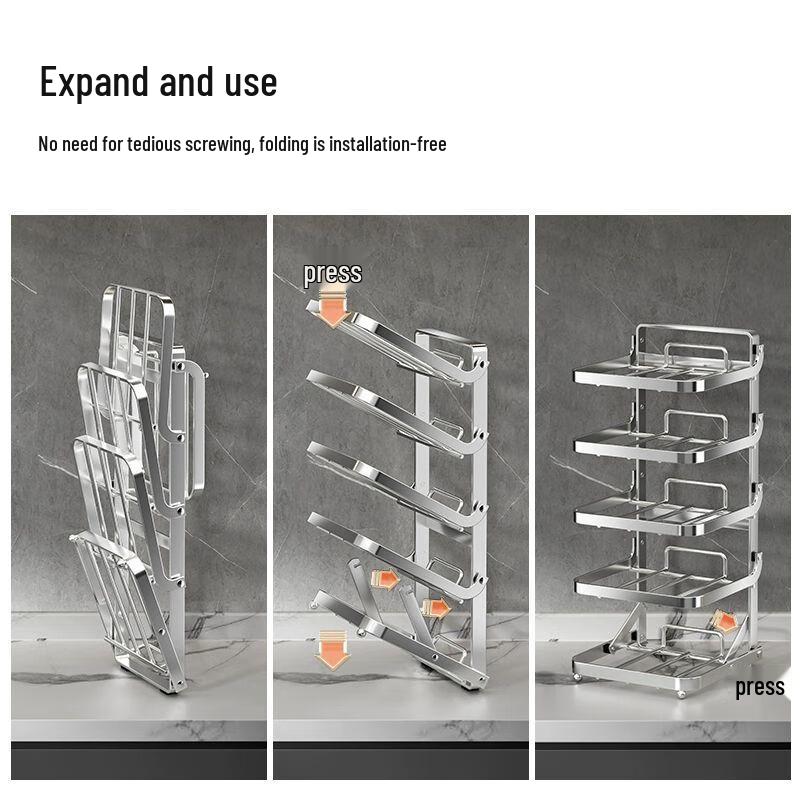 Stainless Steel Folding Kitchen Food Prep Organizer Rack