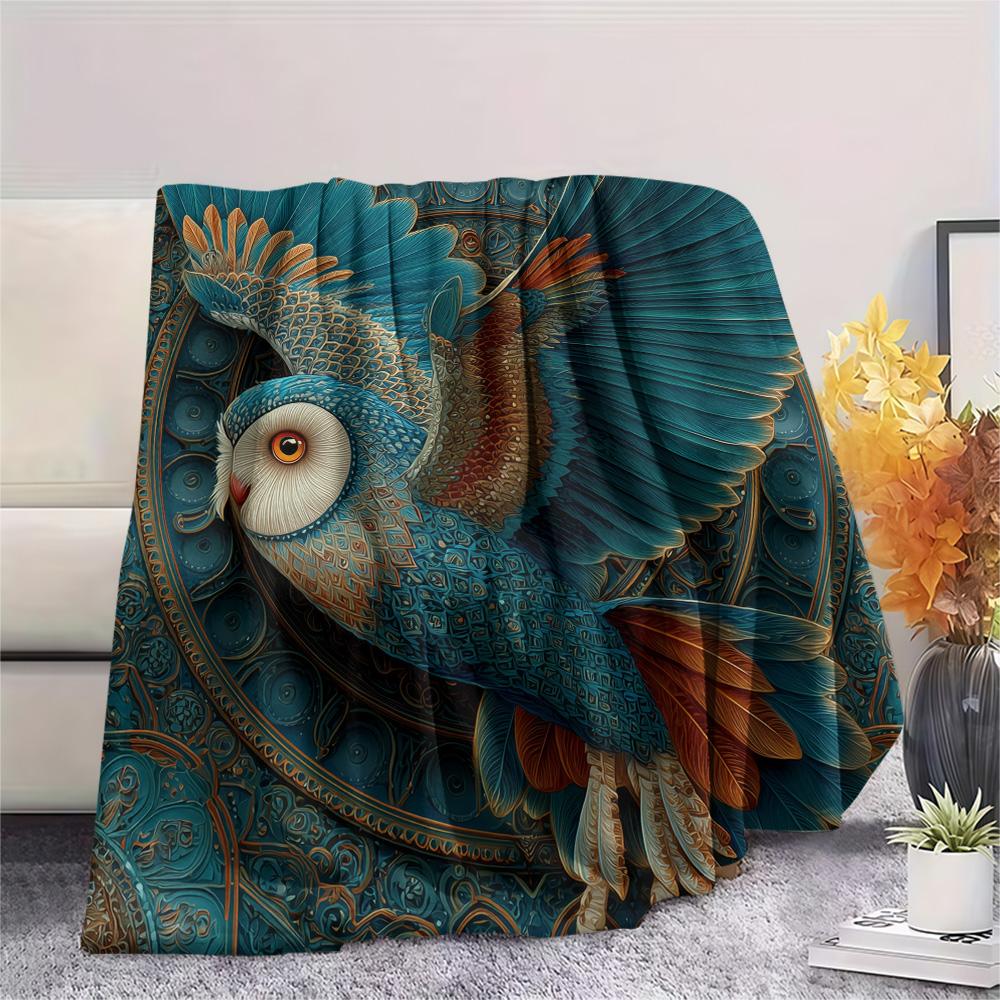 Winged Owl  Print Flannel Blanket, High Quality Comfortable for All Seasons, Home Decor, Warmth and Comfort