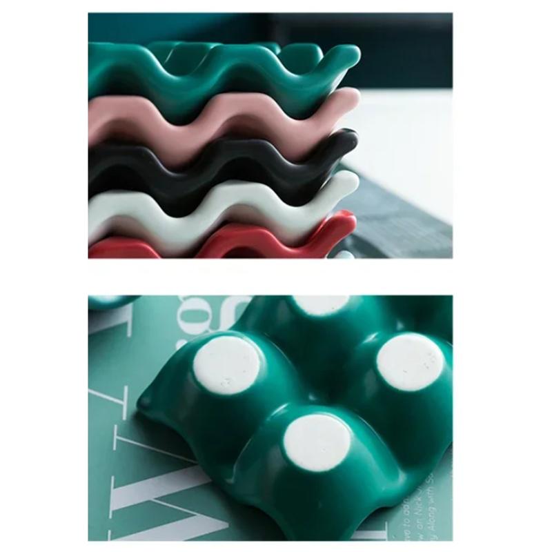 Eierhalter mit 6 Fächern, Keramik, rutschfeste Eierbox, Kühlschrank, stoßfest, Eierablagehalter, Aufbewahrungsbox, Aufbewahrungsbox für Zuhause