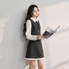 Sancai 2026 Spring Lapel Faux Two-Piece A-Line Dress