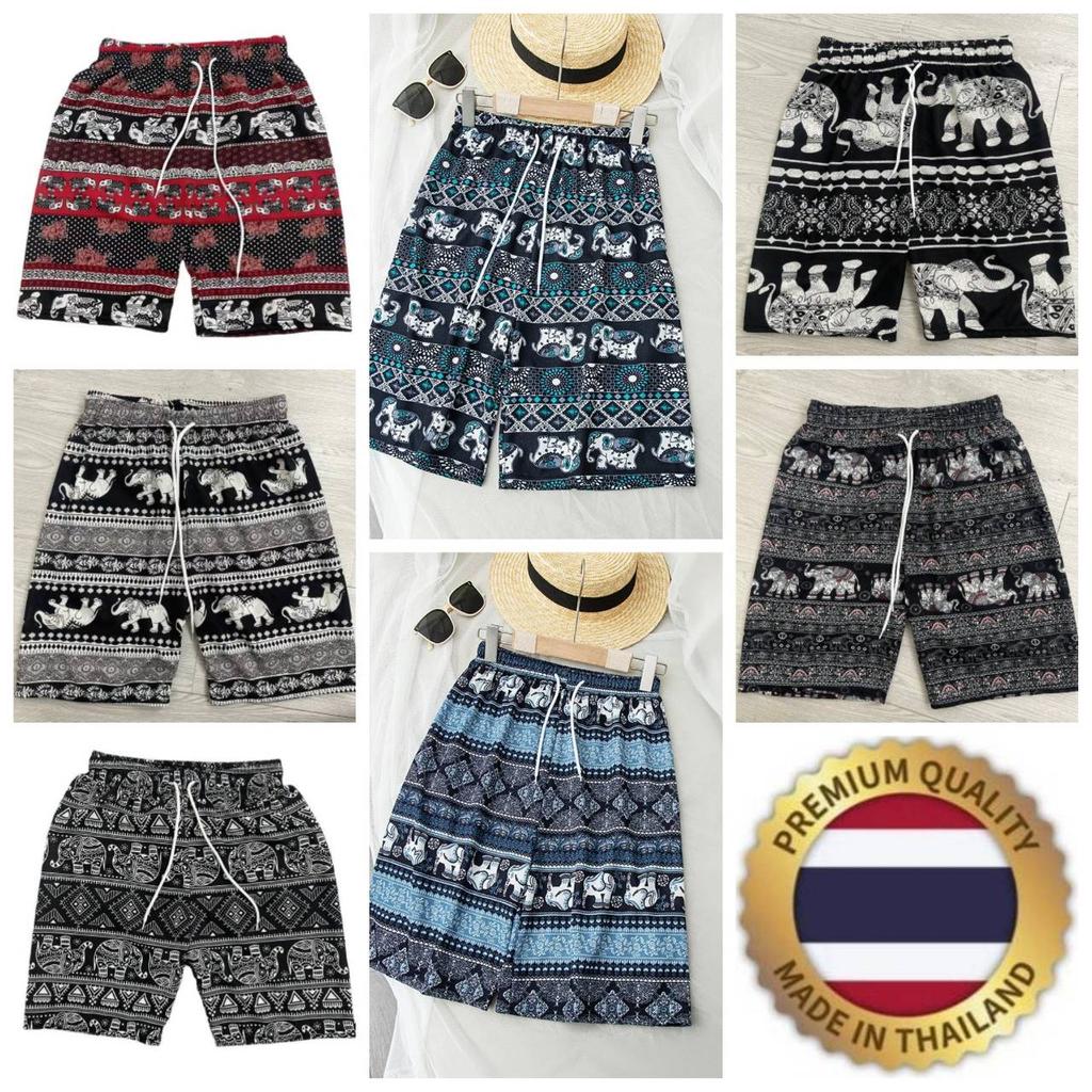 Sloní kalhoty šortky ležérní nastavitelné elastický vysoký pas šňůrka ženy muži unisex potisk Thajsko streetové oblečení pláž bohémský retro vintage boho