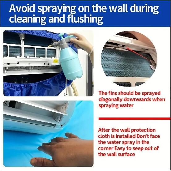 Summer Large Air Conditioning Cleaning Cover Kit 36000BTU Hanging AC Reusable Thickened Dust Water Bag Support Plate Cleaner Set