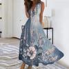 Women's Summer Fashion Retro Print V-Neck Sleeveless Long Dress