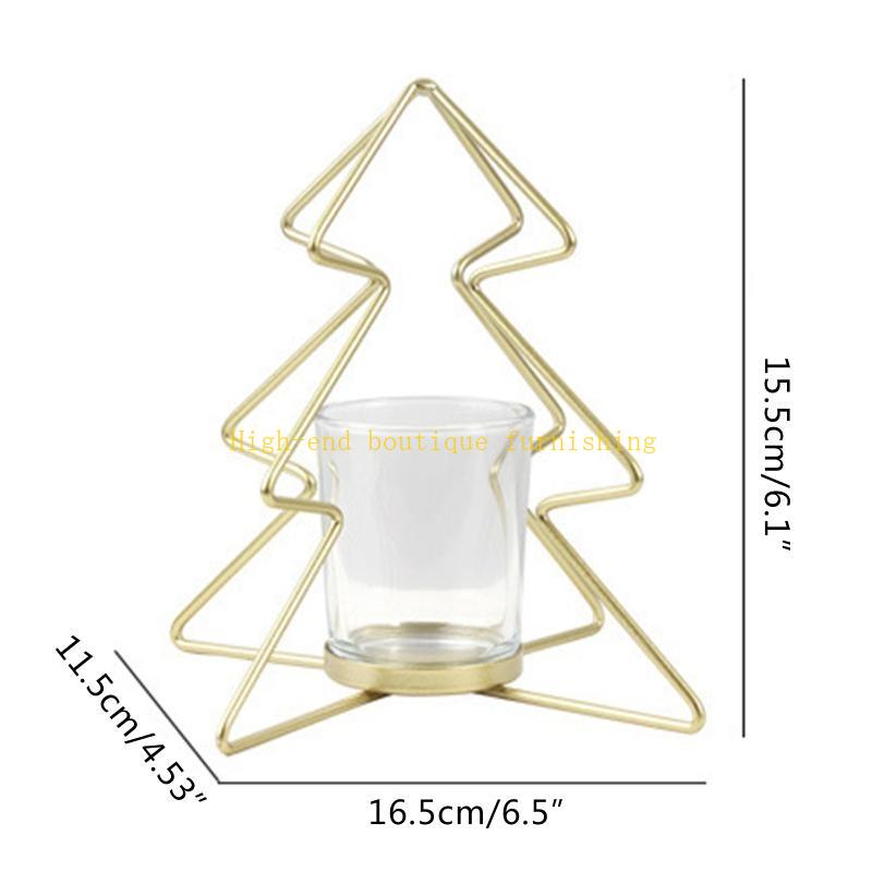  3pcs Christmas Tree Holder Iron Candlestick Stand Tealight Candlelight