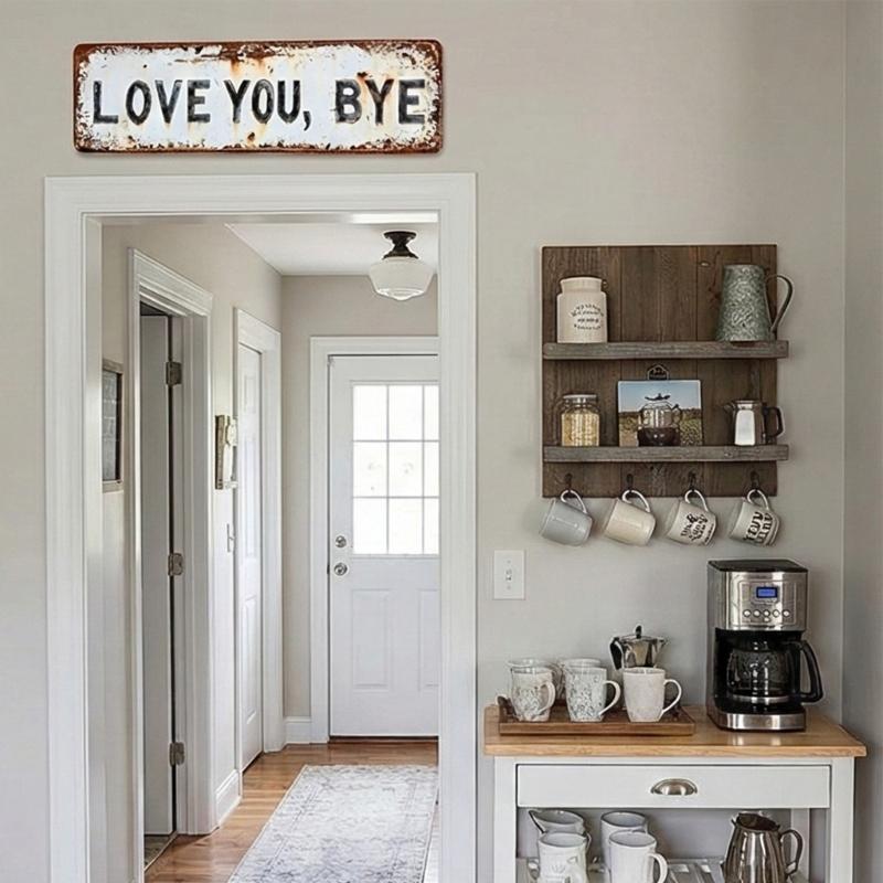 Retro Love You Bye Metal Sign Wall Decors Home Hallway Entryway Door Wall Art Housewarmings Gift to Express Warm Family
