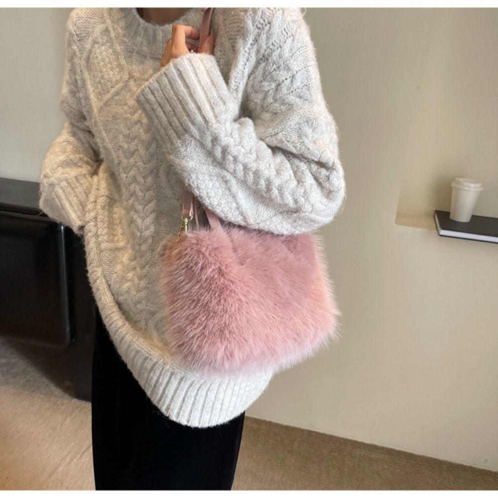 Fashion Faux Fur Ladies Shoulder Bag Fluffy Square Female Crossbody Bag Soft Handbag Luxury Tote Bag for Women