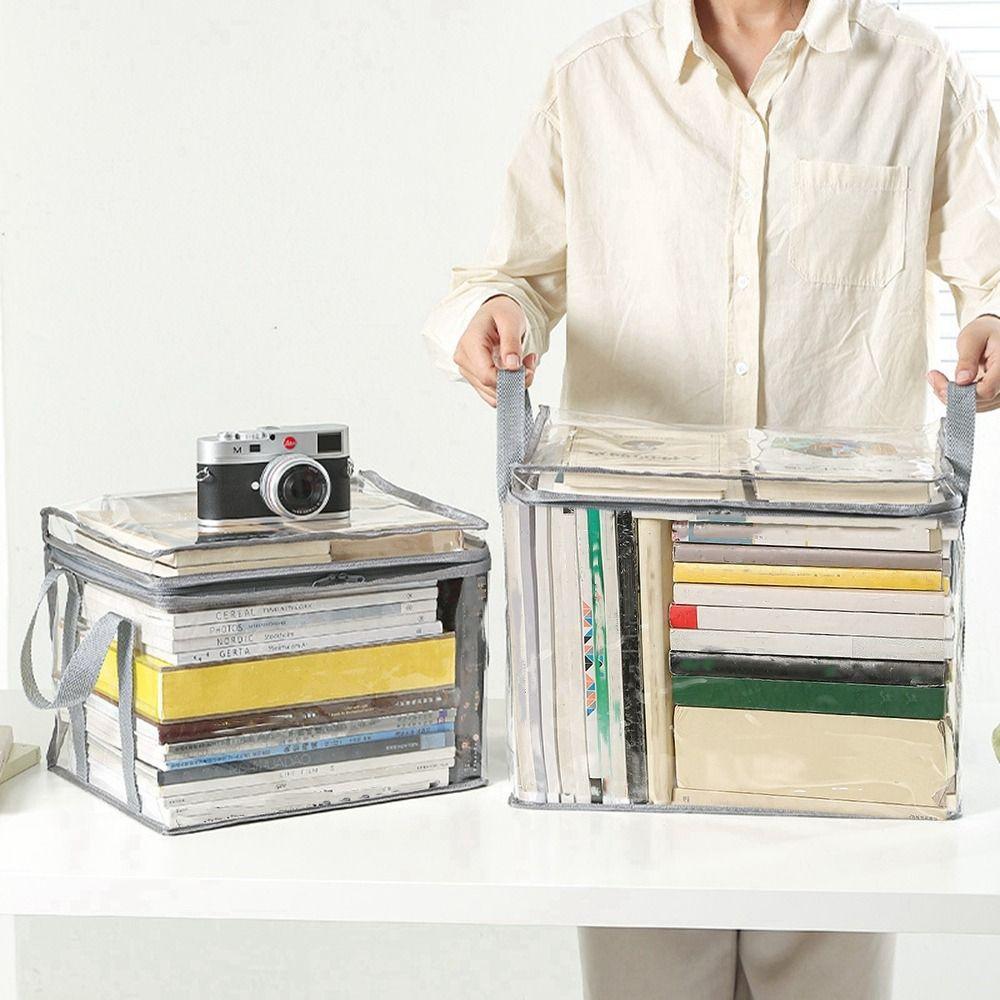 

PVC Book Storage Bag Dustroof Comic Book Storage Bag Books Collection Container Home серый
