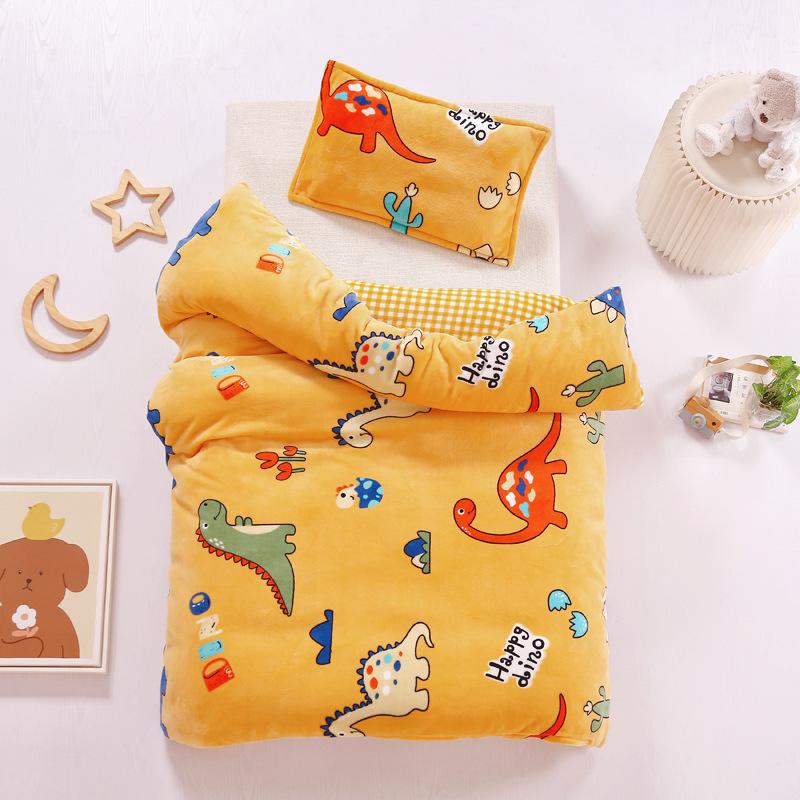 Baby Cartoon Print Bedding Set Duvet Covers Pillowcases Set Autumn Winter Warm Suede Bedclothes Bed Linen CP29