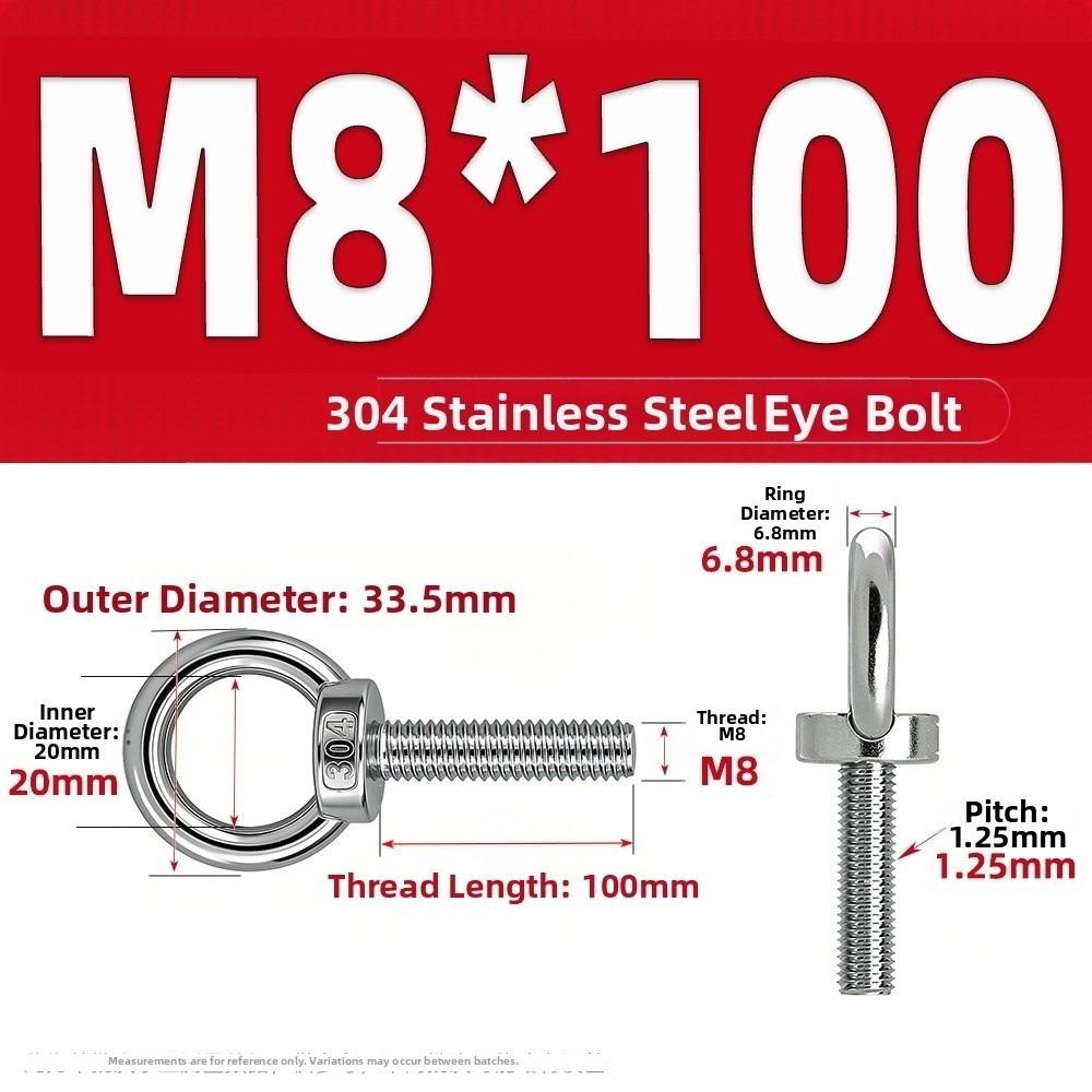 Heavy-Duty O-Ring Extended Bolts 304 Stainless Steel Lifting Bolts Eyelets Lifting, Marine, Etc.