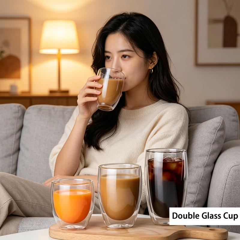 80/150/250/450/650ml Double-Wall Insulated Clear Glass Espresso Cups Perfect For Tea, Coffee, Latte, Cafe, Milk, Restaurant Use