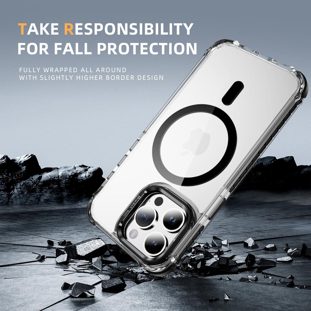 For iPhone 12 Pro Max Clear Phone Case with Lens Kickstand Cover Compatible with MagSafe