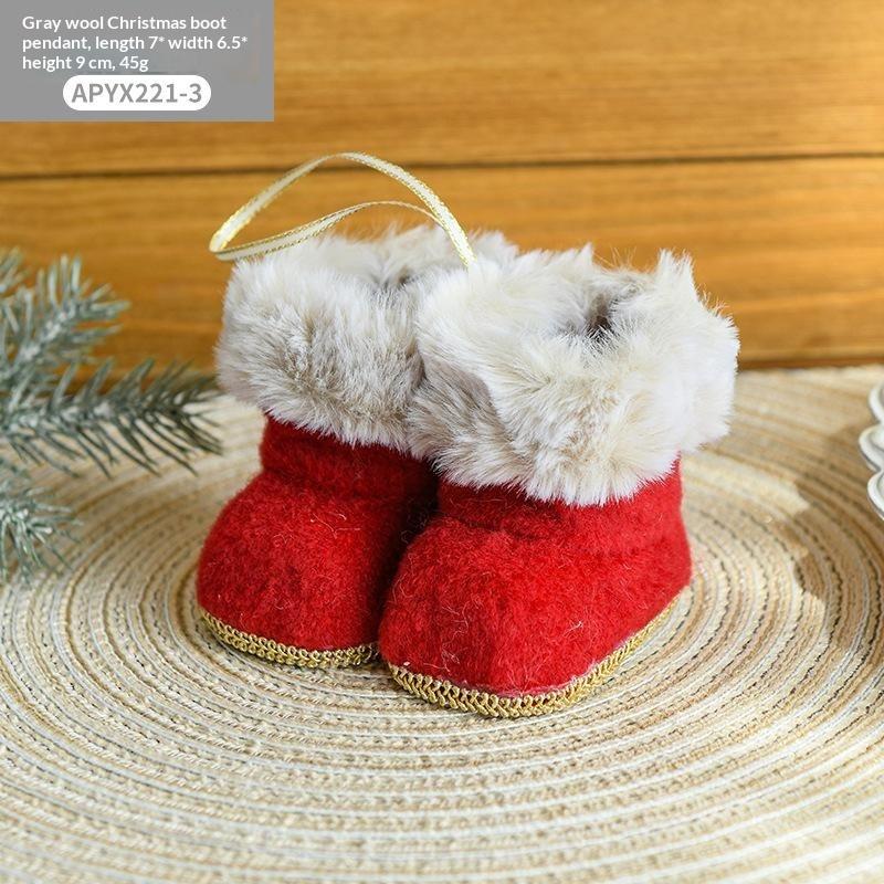 New Christmas Creative Small Ornament Red Fabric Christmas Boot Decoration Christmas Tree Ornament