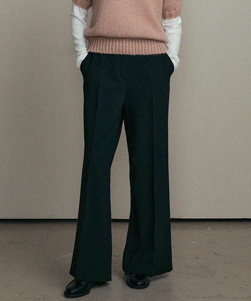 Lingseoul Bootscut Banding Pants-Black