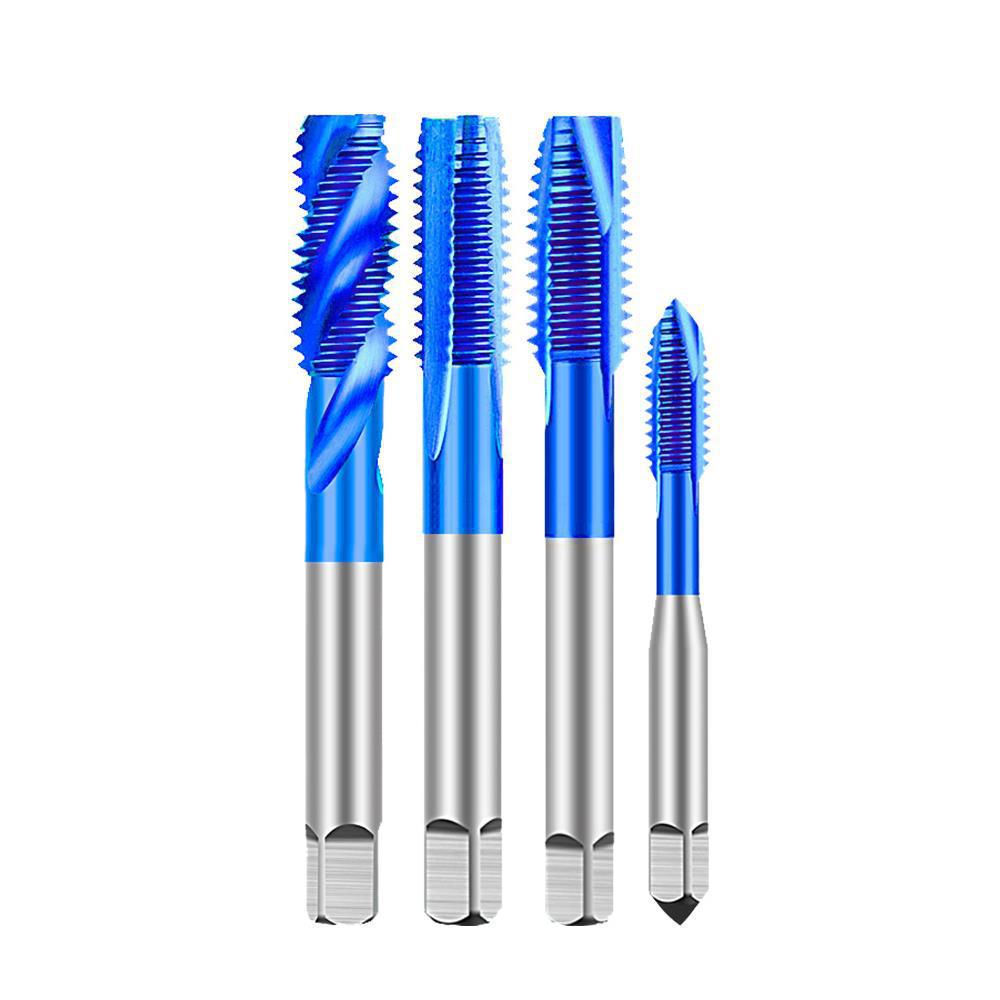Cobalt Blue Nano-Coated Stainless Steel Spiral Tap Drill Bit Set M2-M8