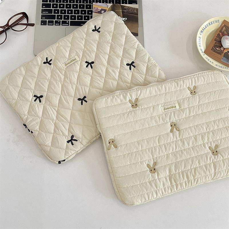 Cute Embroidery Bow Or Floral Graphic Laptop Bag Tablet Sleeve Case 11 13.3 14 15.6 Inch For Tablet Pc Laptop