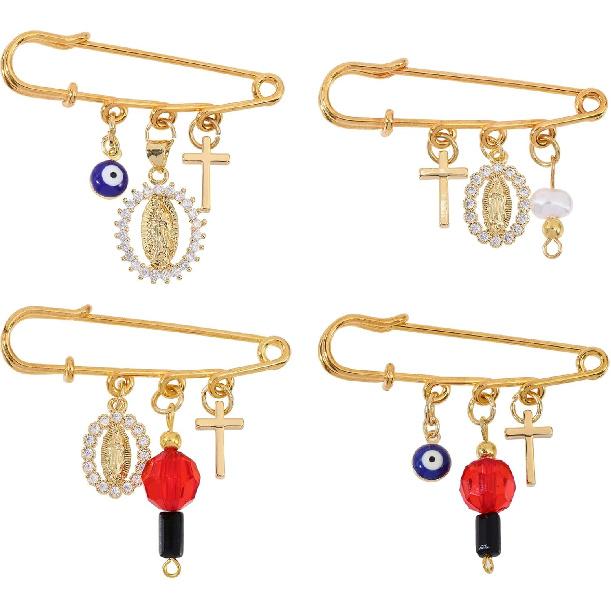 CHGCRAFT 4 шт. Булавка «Сглаз» Брошь с покрытием золотом с подвеской-крестом Брошь «Сглаз» для рюкзака Одежды Значки