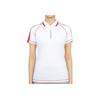 Striped Letter Print Polo Neck Short Sleeve T-Shirt Women Tops White GWJT06448-0000